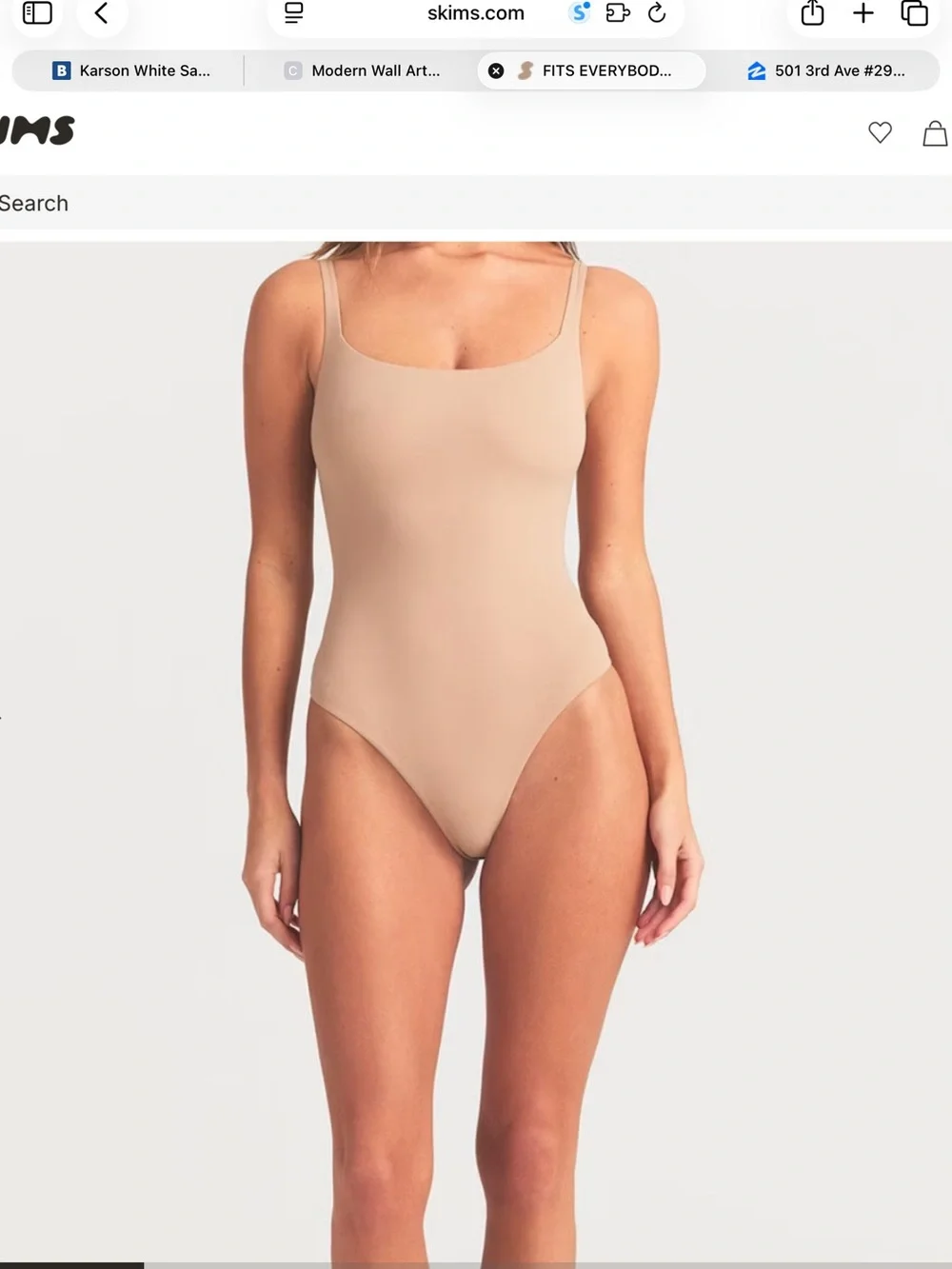 Skims Minimal Scoop thong bodysuit in Nude